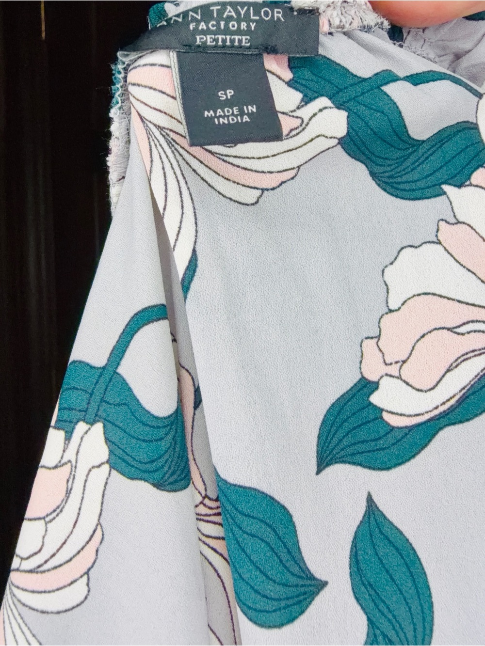 Ann Taylor Floral Print Long-Sleeve Shirt - Pink & Teal - Picture 3 of 3